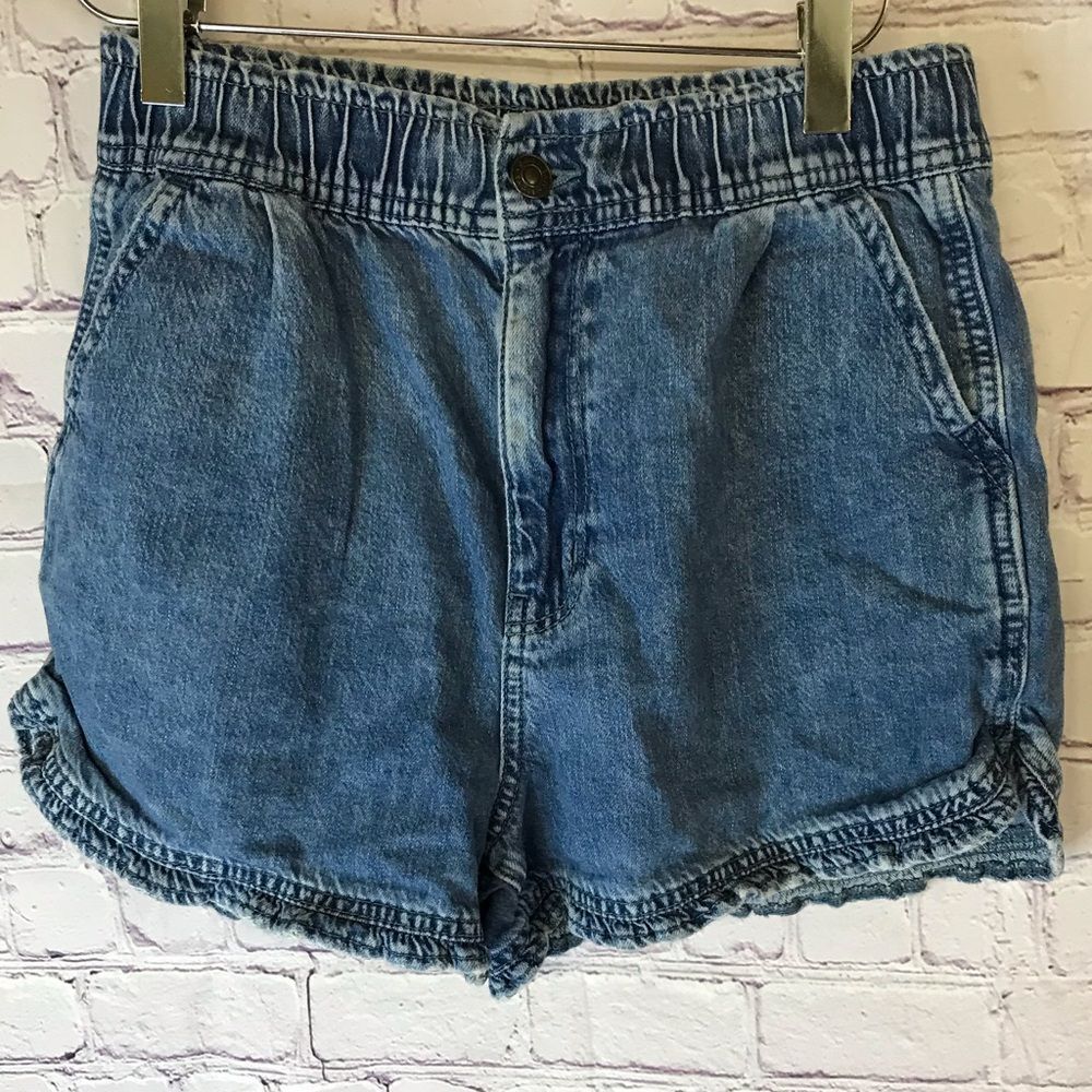 American Eagle Ruffle Hem High Waist Festival Boho Mom Shorts Cotton Size 2